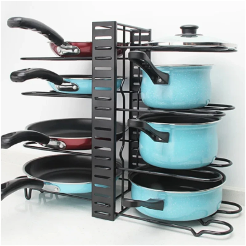 Pots and Pans Organizer Rack Multi-layer iron wire bilateral pot cover storage rack Pots Lids Storage Holder Kitchen storage