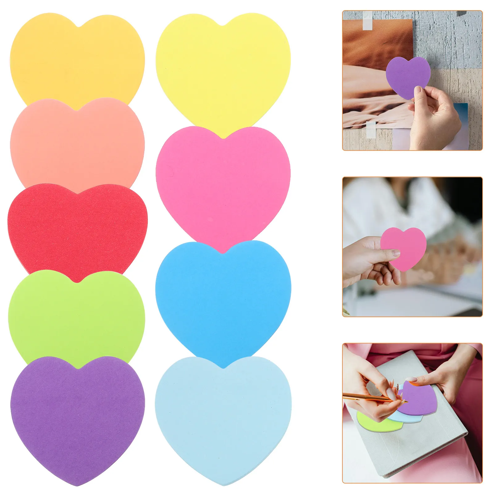 Self Adhesive Heart Shaped Memo Stickers Reusable Smooth Writing No Smudge Clean Removal Compact Size Thick Material for School
