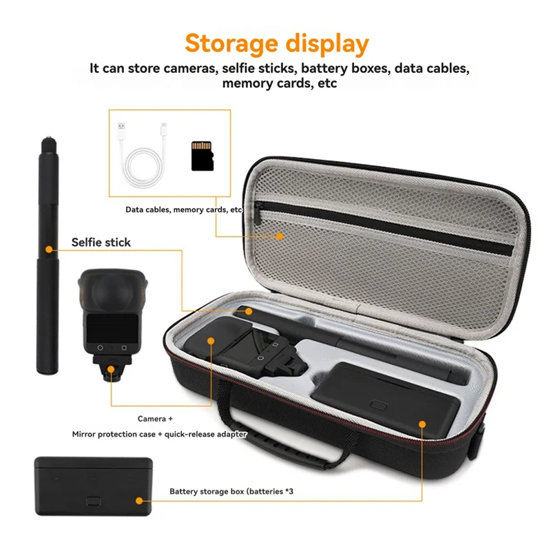 ABJF-For DJI OSMO 360 Camera EVA Carrying Case Protective Storage Bag Large Capacity Travel With Shoulder Strap