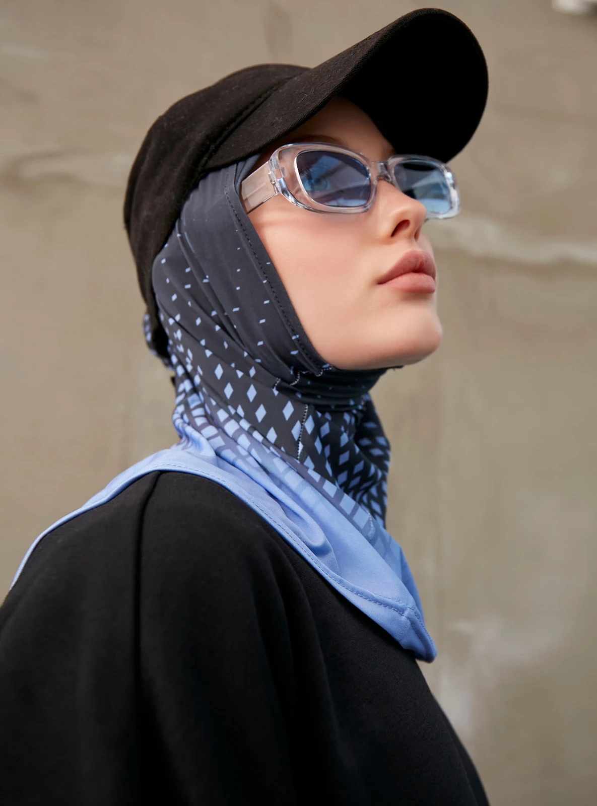 Sporty Muslim Inner Hijab Women Geometric Printing Pattern Instant Turban For Ladies Head Wrap Headband Header Model