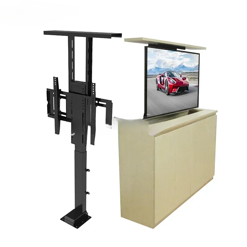 Motorized Hidden TV Cabinet Lift Electrically Height-Adjustable Bracket for Installation 32-70 Inches with Remote Control