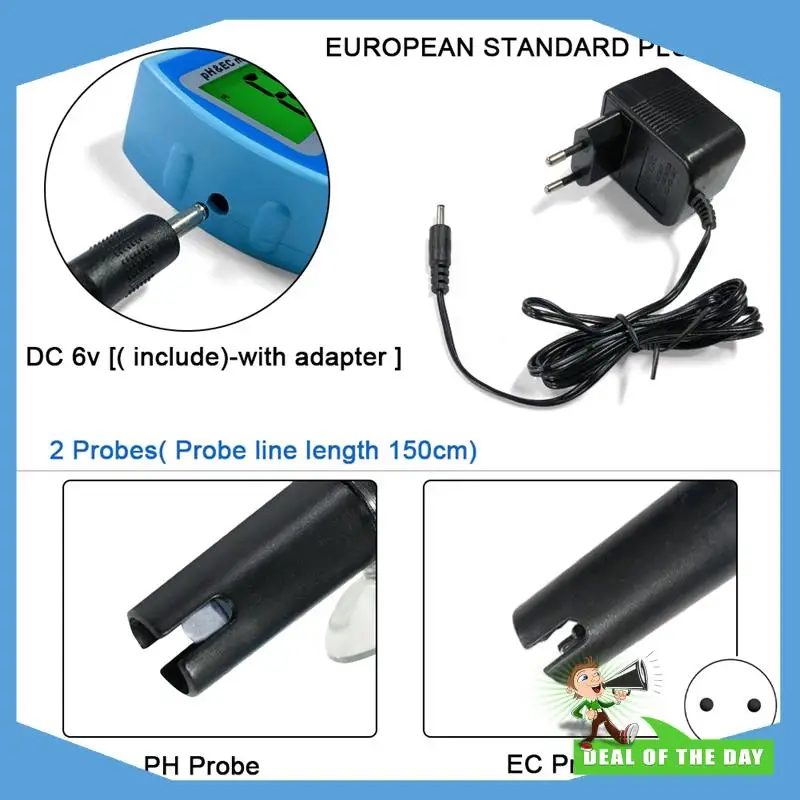 24-Hour Delivery Water Quality Analysis Instruments PH /EC Monitor Meter Acidometer PH Tester EU Plug