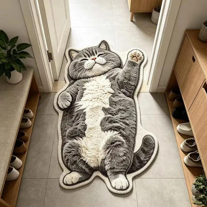 Adorable Cat Shaped Soft Plush Area Rug Home Decor Carpet For Living Room Bedroom Bedside Mat
