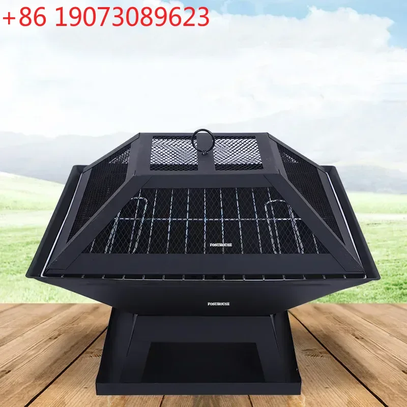 

Modern Charcoal Square Fire Pits Outdoor Grill Stand Camping Furnace Home