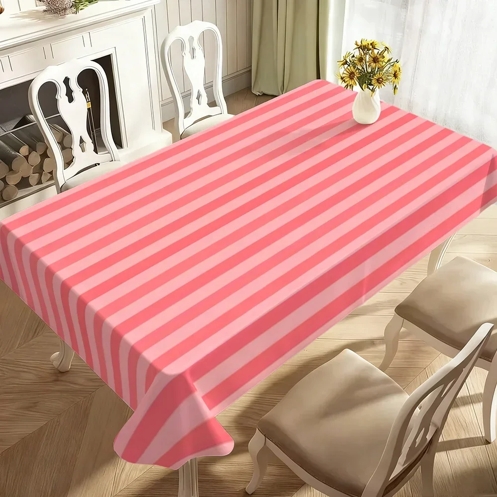 One-piece soft striped tablecloth, suitable for parties, rectangular shape - machine washable, suitable for dining tablexzj