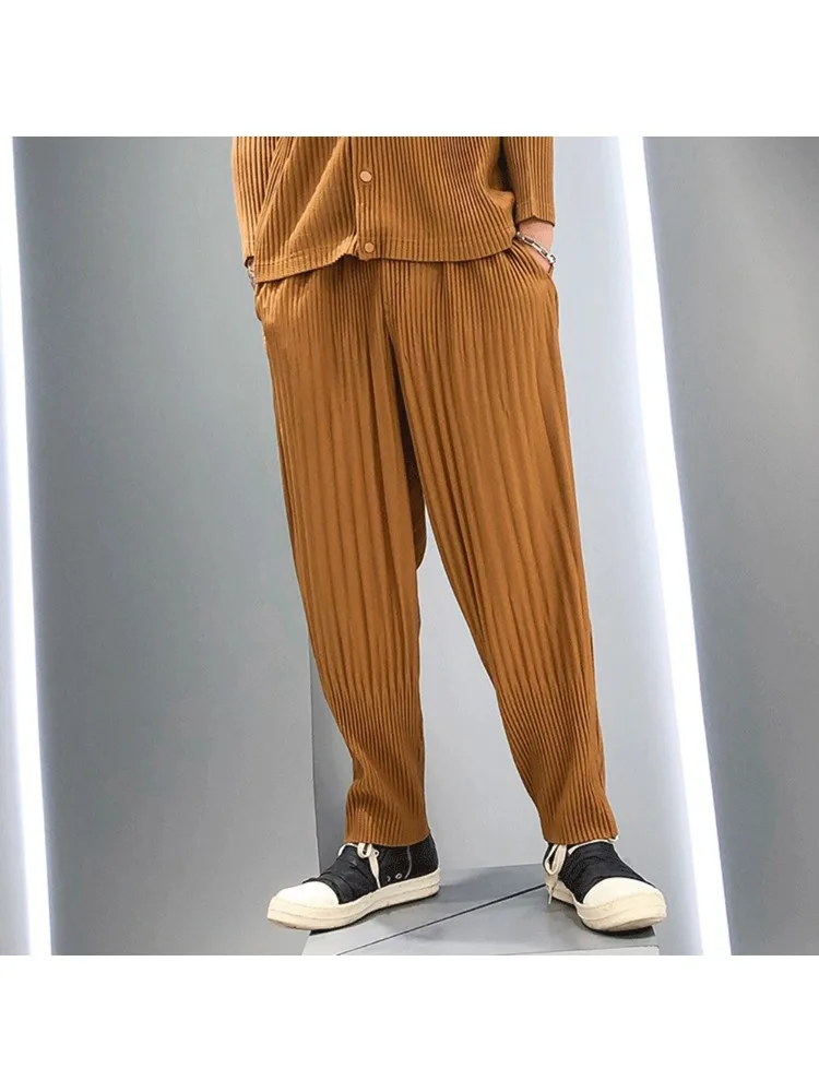 Miyake Pleated Skirt Men's Lantern Pants Loose Plus Size Fashionable Pants Casual Versatile Fashionable Street Small Leg Pants