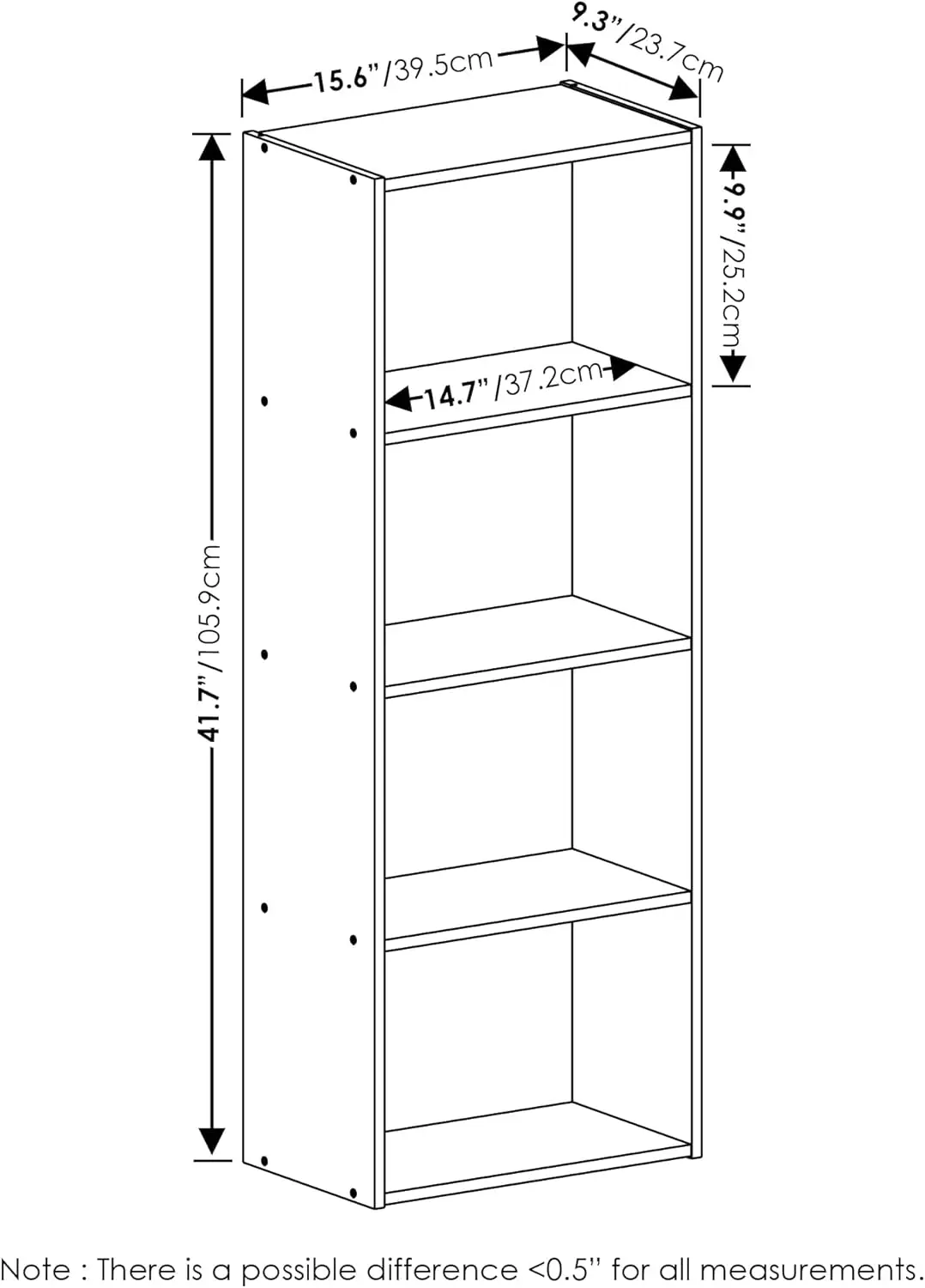 

Luder Bookcase / Book / Storage, 4-Tier, White