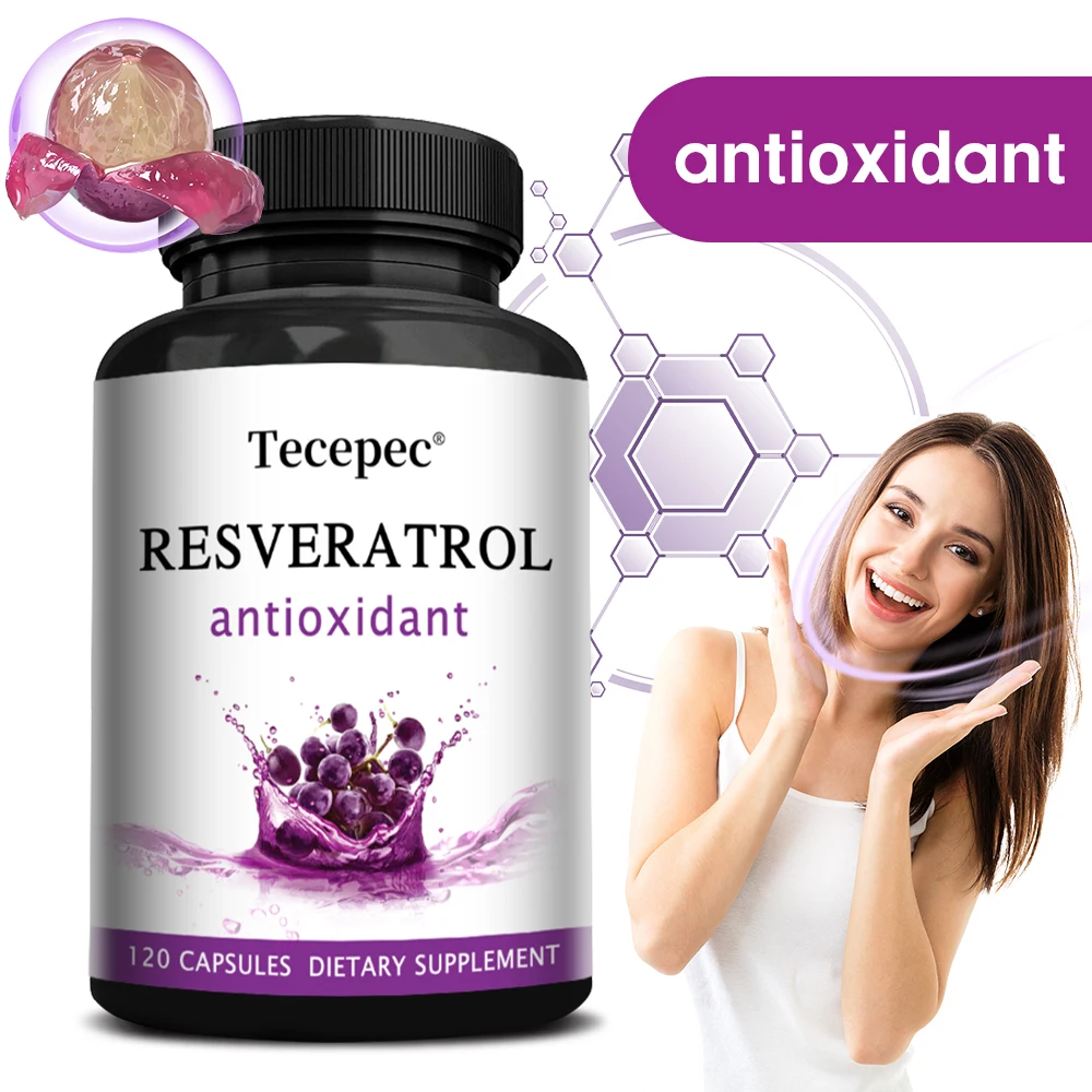 Tecepec RESVERATROL Antioxidant - Supports Healthy Immunity, Brain, Digestion and Cardiovascular Function, Promotes Smooth Skin