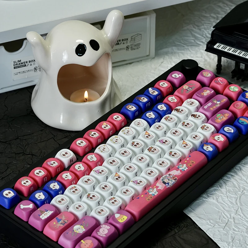 Trick or Treater Keycaps Five-sided Heat Sublimation MOA Profile Personalized Keycap Cartoon Cute Ghost Pattern Halloween KeyCap