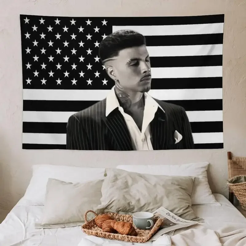 R-Rauw Singer A-Alejandro Black American Flag Bed Room Decoration Y2k Tapestry Decorative Home Objects Outdoor Decor Funny Flags