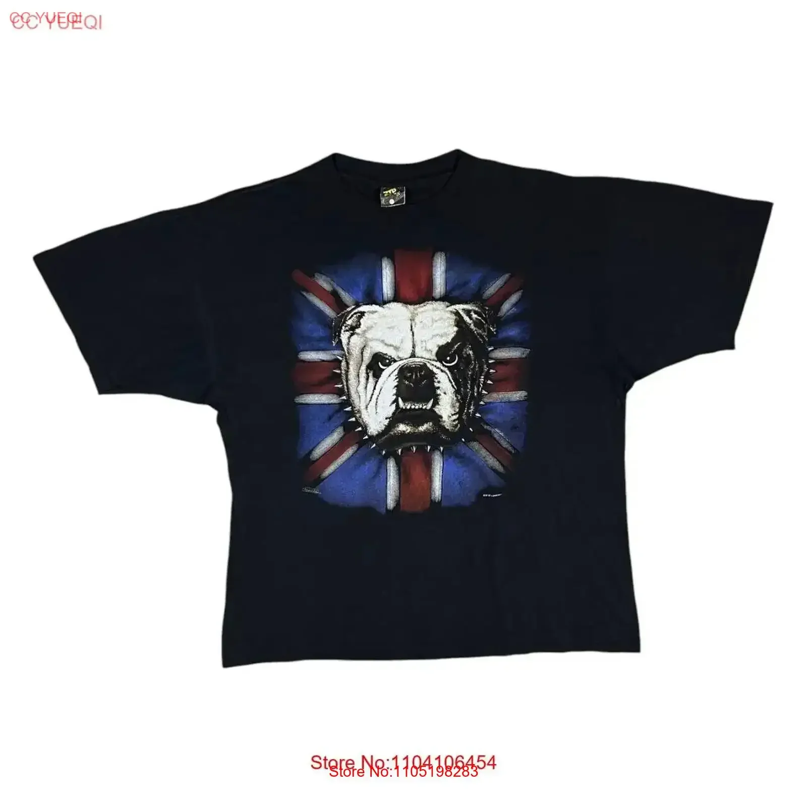 

Винтажная черная футболка на молнии IT London British Bulldog Union Jack, XL, винтажная стираная мужская дизайнерская одежда унисекс