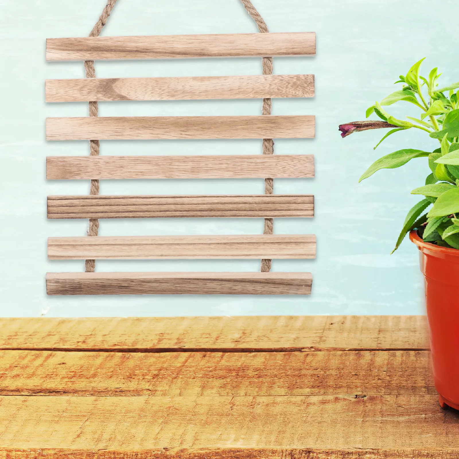 Rustic Wooden Flower Rack Hanging Planter Vertical Climbing Plants Trellis Ladder Wall Mounted Flower Display Rack Outdoor