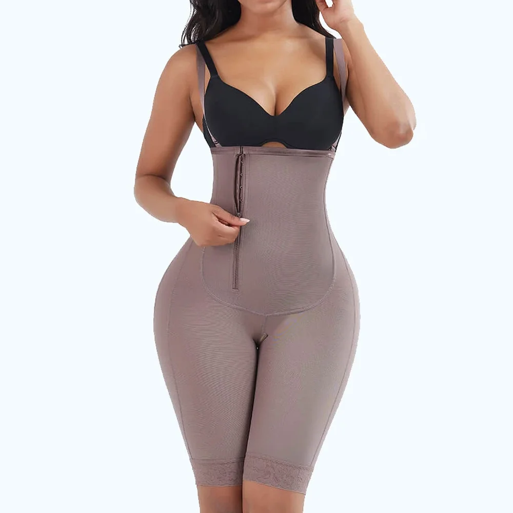 

Bodysuit Detachable Shoulder Straps Underbust Knee Length Shapewear For Women Push Up Slimming Corset