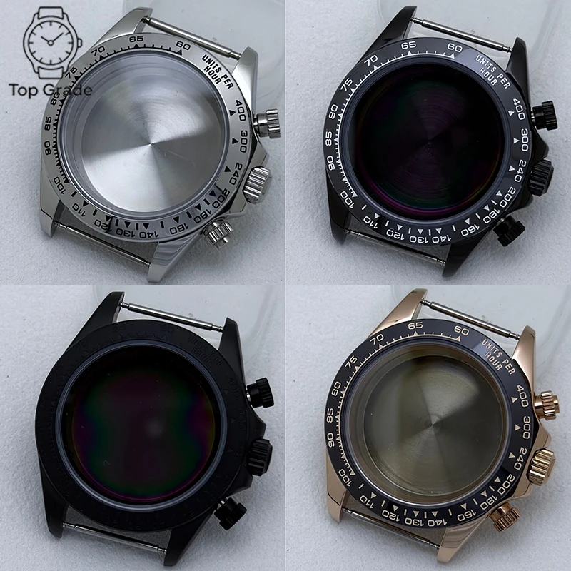TG 39mm VK63 Watch Case 316L Stainless Steel Sapphire Glass Ceramic/Steel Bezel Fit VK63 Quartz Movement Watch Accessories