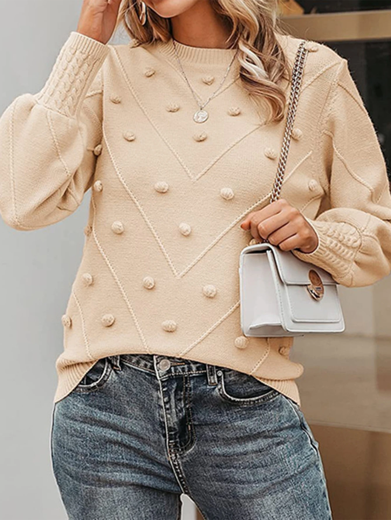 

Women's Long Sleeve round Neck Sweater Autumn Winter Fashion Comfortable Plain Elasticity Daily Wear Elegant