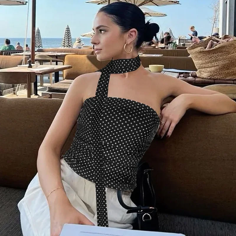 

Women 2025 Summer New Tops Fashionable Sexy Polka Dot Print Tank Top Sexy Women Clothing Gothic m