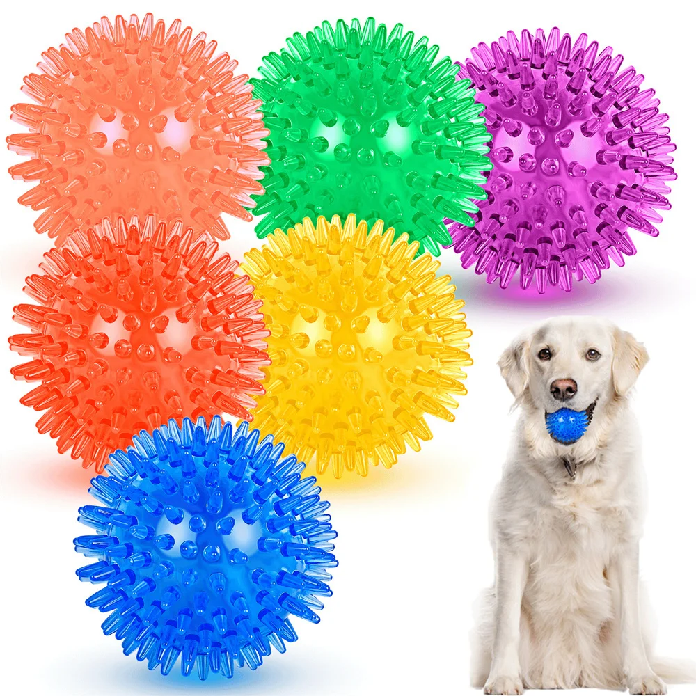 Pet Dog Toys Cat Puppy Sounding Toy Polka Squeaky Tooth Cleaning Ball TPR Training Teeth Chewing Toy Thorn Balls Pet Accessories