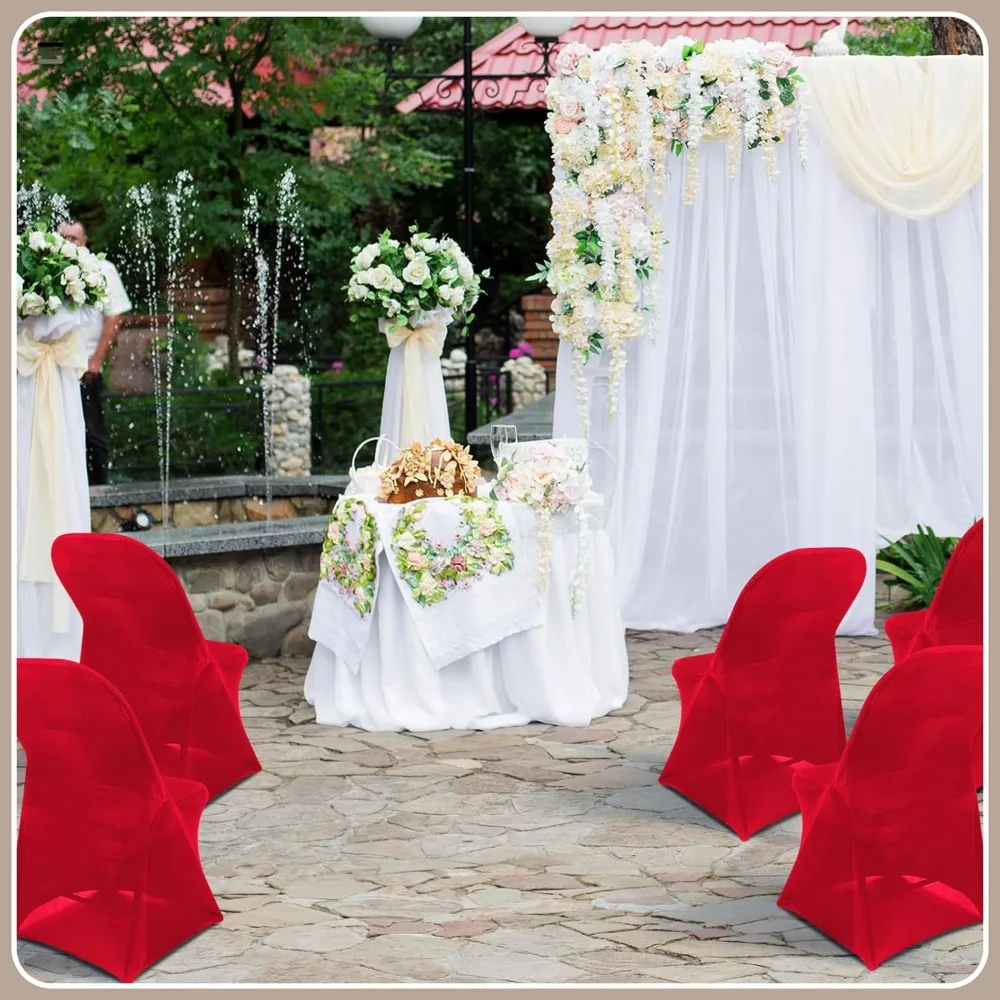 25 Pcs Spandex Stretch Folding Chair Covers Fitted Universal Chair Protector Removable Washable for Wedding Party Dining