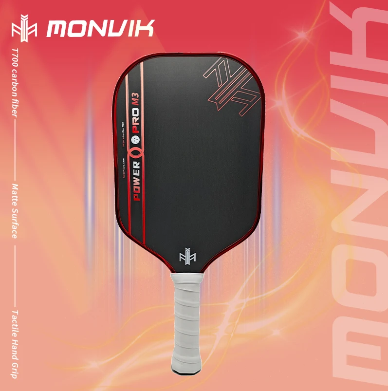 MONVIK M3 Rough surface Toray T700 carbon fiber Thermoformed Pickleball Paddle mpp core Better power spin