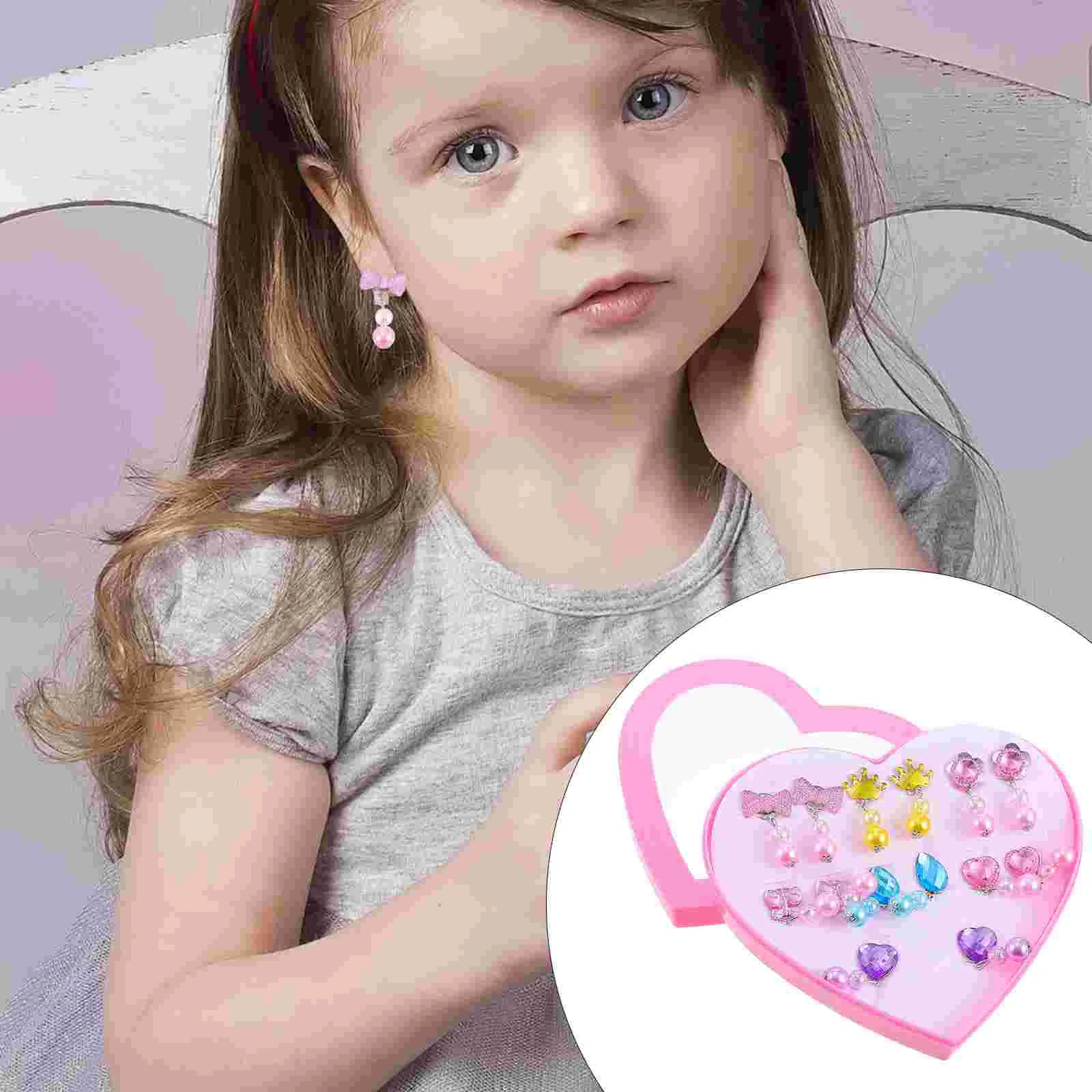 Children's Earrings Easy to Wear Lovely Bobs Beautiful Clips Stylish Drops for Girls Plastic Distinctive Matching Pretend Play