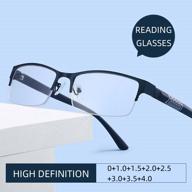 Luxury High Definition Presbyopia Eyewear Men Anti Blue Light Far Sight Glasses Business Finished Reading Eyeglasses 0 To +4.0