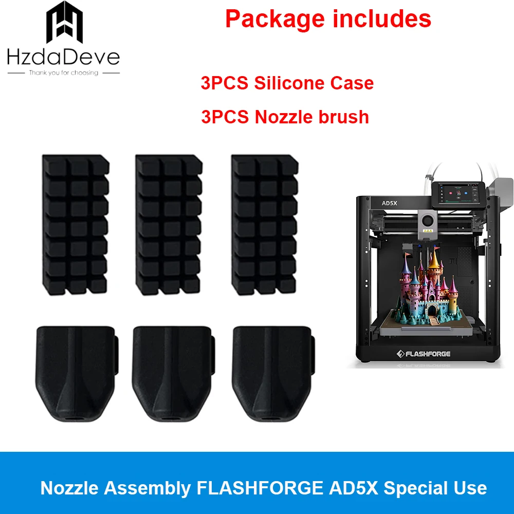 

Upgraded 0.25/0.4/0.6MM Hotend Kit for Flashforge AD5X Quick-Detachable Nozzle Extruder Nozzle brush Silicone Case