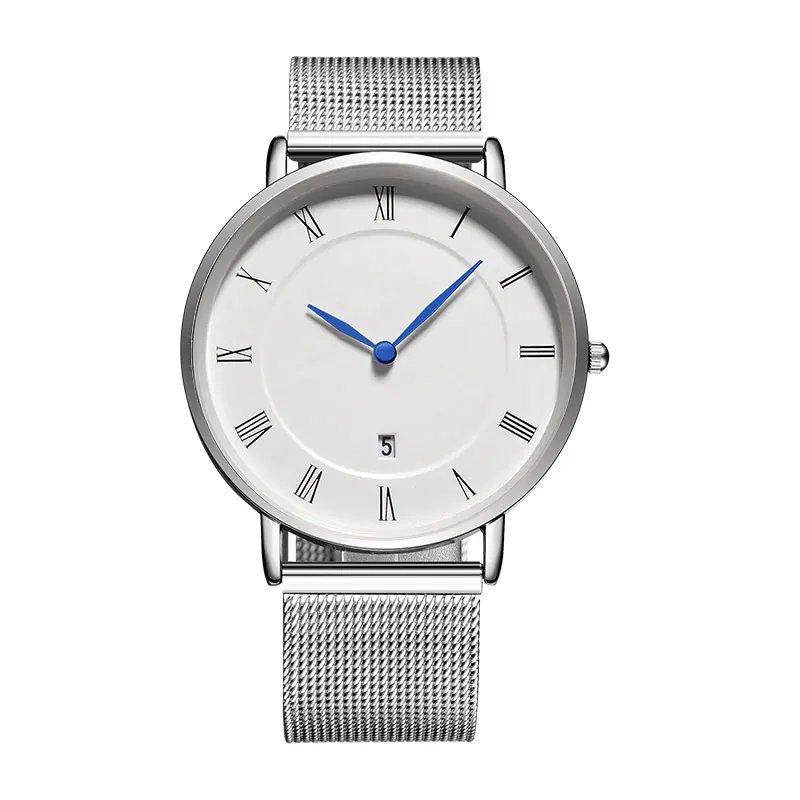 B-8210N Stainless Steel Mesh Strap Classic Simple Men Business Watch Custom Logo Name view 2