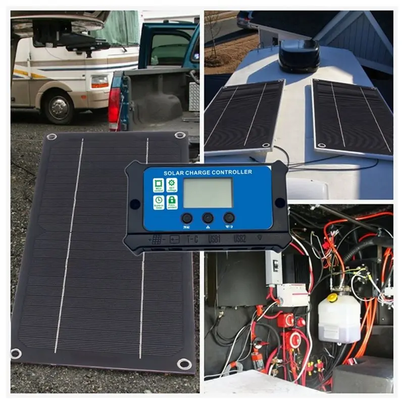 [B24B!】 Solar Panel Kit 100A With Charge Controller For Outdoor RV Camping Boat Trailer Solar Charging System