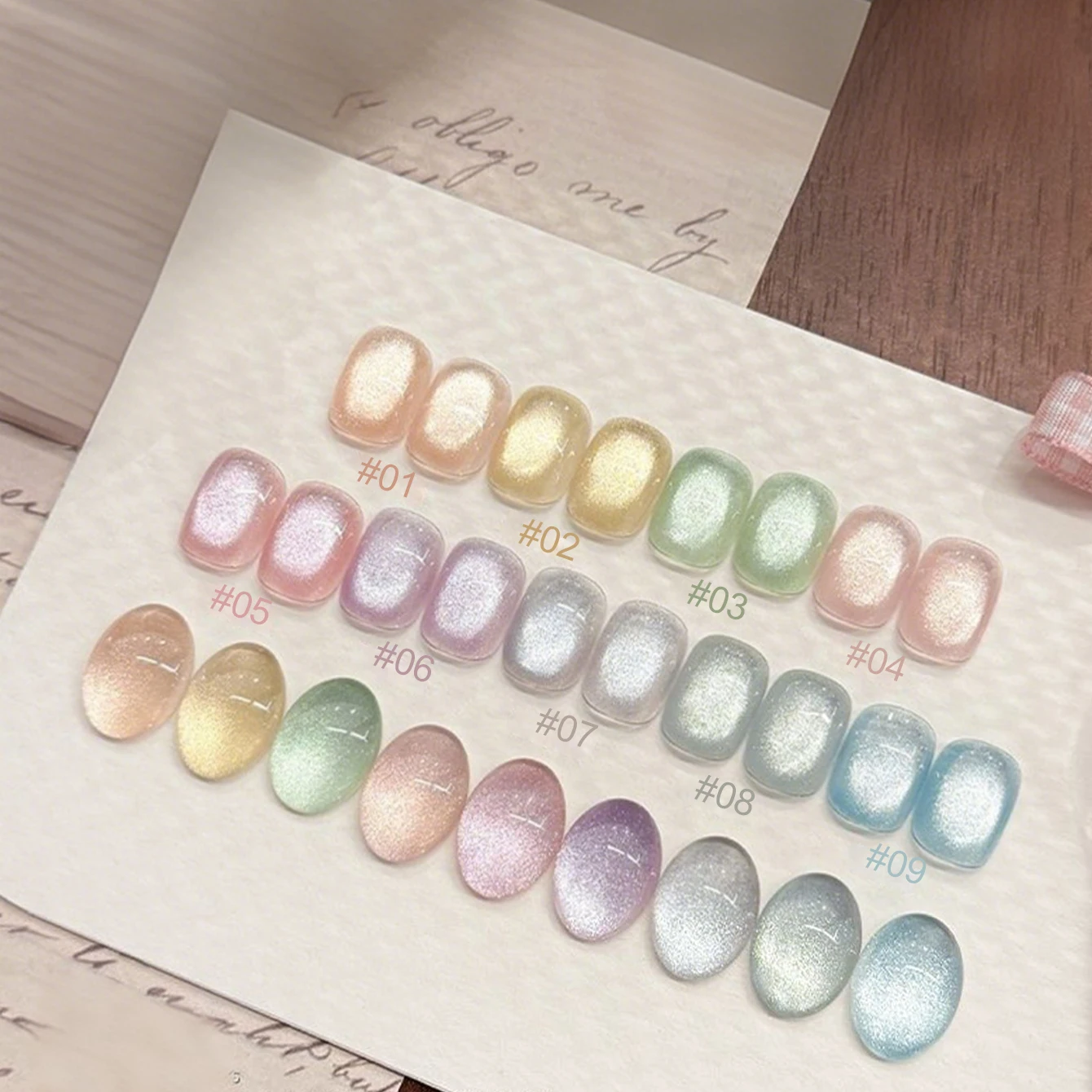 MIANEL 1-20pcs Top Selling 2026 New Ice Clear Tyndall Magnetic Glass Bead Moonlight Cat Eye Gel Nail Polish Blue Pink Nails
