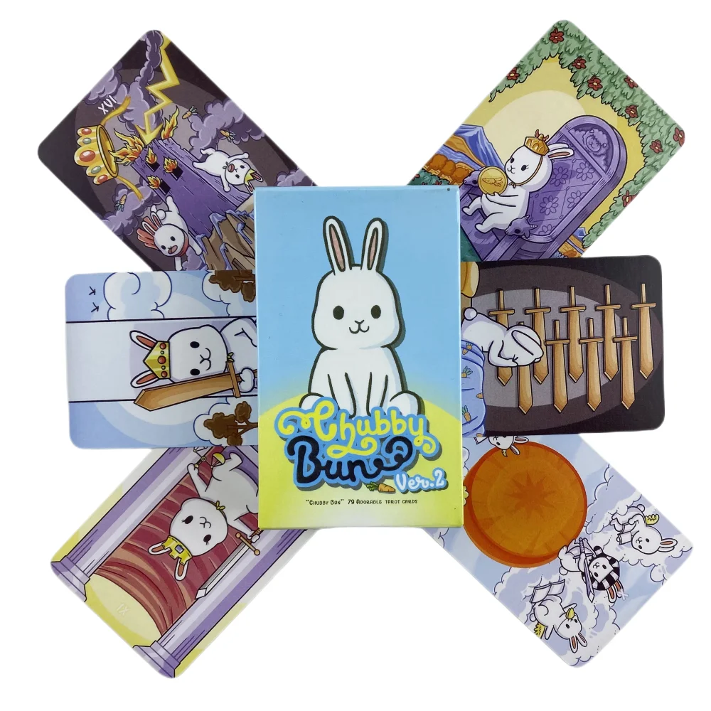 Chubby Bun Rune Rabbit Oracle Cards 영어 버전 보드 게임 데크 요술 요정 타로 신비한 운세 카드 놀이