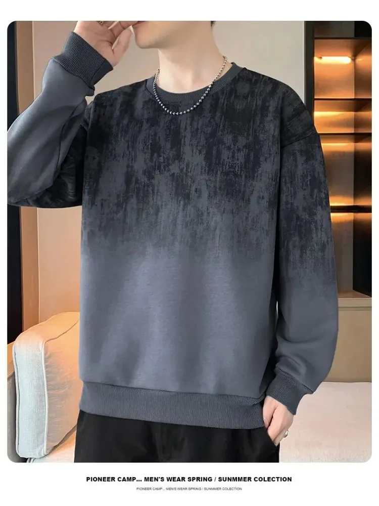 Męska bluza z kapturem na wiosnę i jesień, codzienna bluza wkładana przez głowę z okrągłym dekoltem, koszulka z długim rękawem, bluza męska, odzież sportowa na zewnątrz.