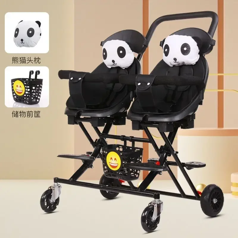 

Baby Stroller Double Twin Baby Stroller Can Sit Lie Down Fold Lightweight Baby Stroller Trolley