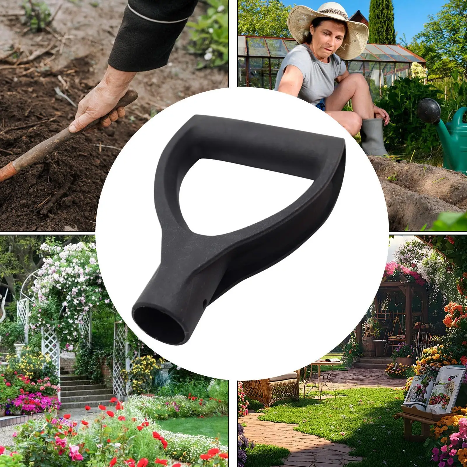 D Shape Snow Shovel Replacement Handle Anti-slip Scoop Grip Comfort Digging Shovel Part Shovel Handle for Outdoor Backyard Lawn