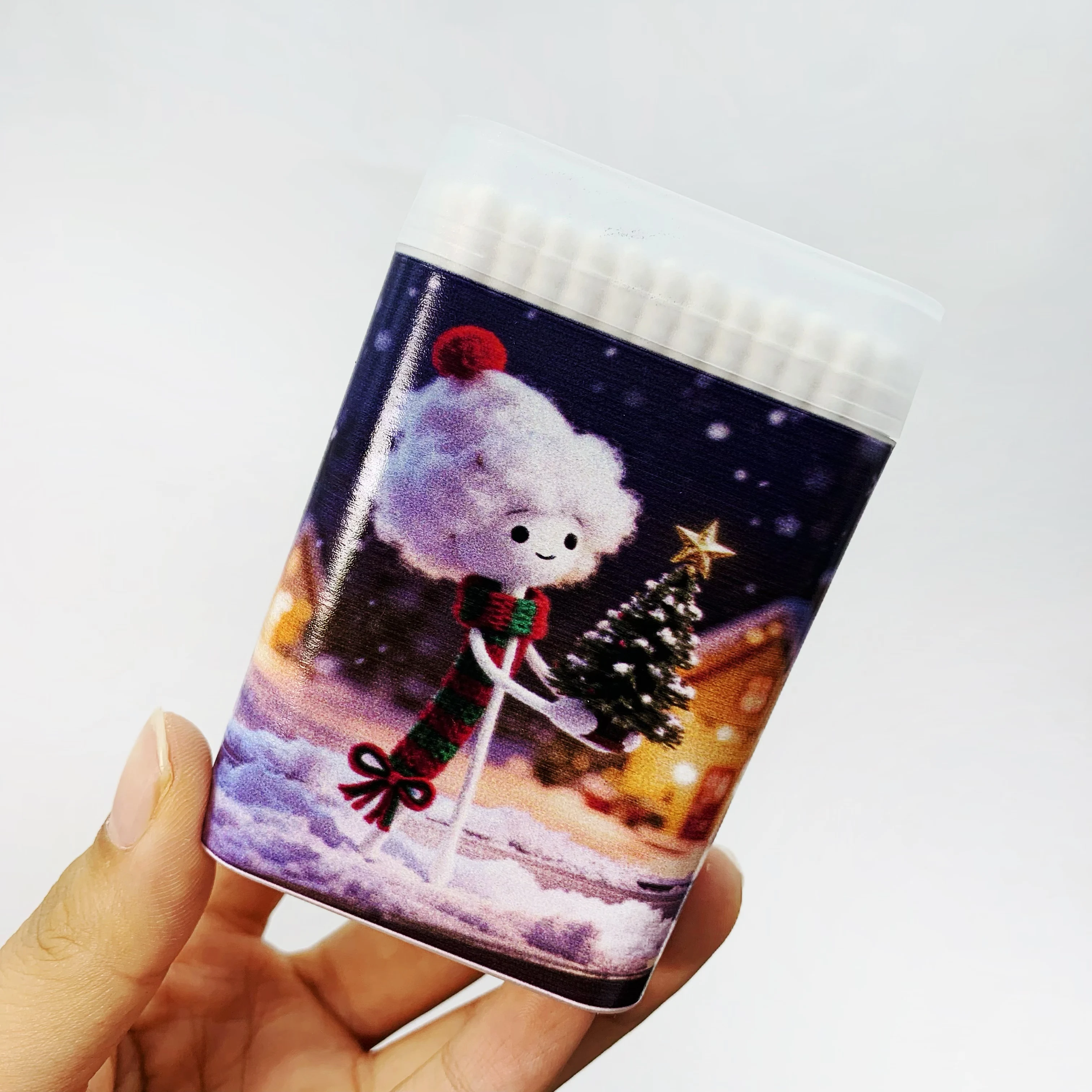 300 قطعة عيد الميلاد الثلوج المخملية راقصة التصميم مسحات القطن ، عيد الميلاد قزم موضوع كرات القطن ، العصي الدقيقة ، مسحات القطن