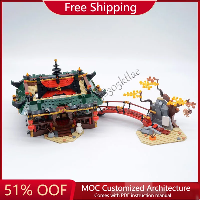 

960 деталей, храм тигра, храма Dojo, MOC, строительные блоки, набор моделей, сделай сам, сборка, дисплей, игрушки, идеальные подарки на день рождения для детей