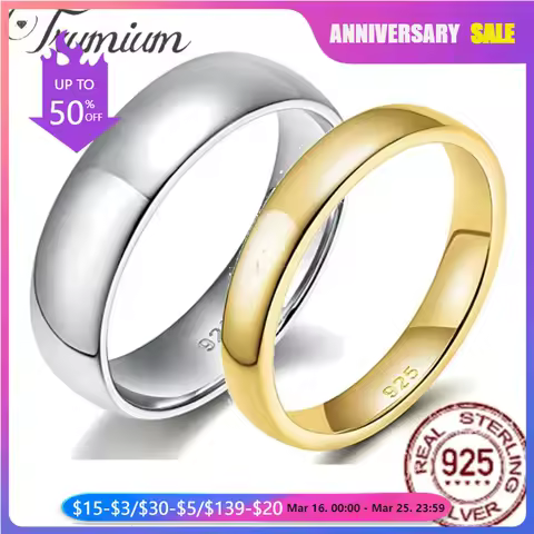 Trumium 2/ 4/6mm 925 Sterling Silver Ring High Polish Plain Dome Wedding Band Comfort Engraving Dropshiping