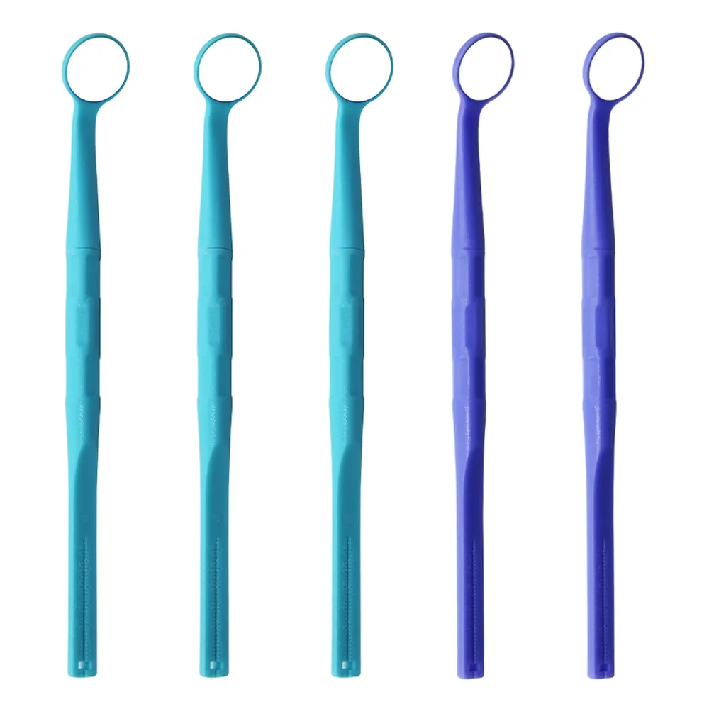 5 pcs/Set Dental Anti-fog HD Mouth Mirror Surface Exam Mirrors Colorful Handle Reflectors Autoclavable Teeth Whitening Tool