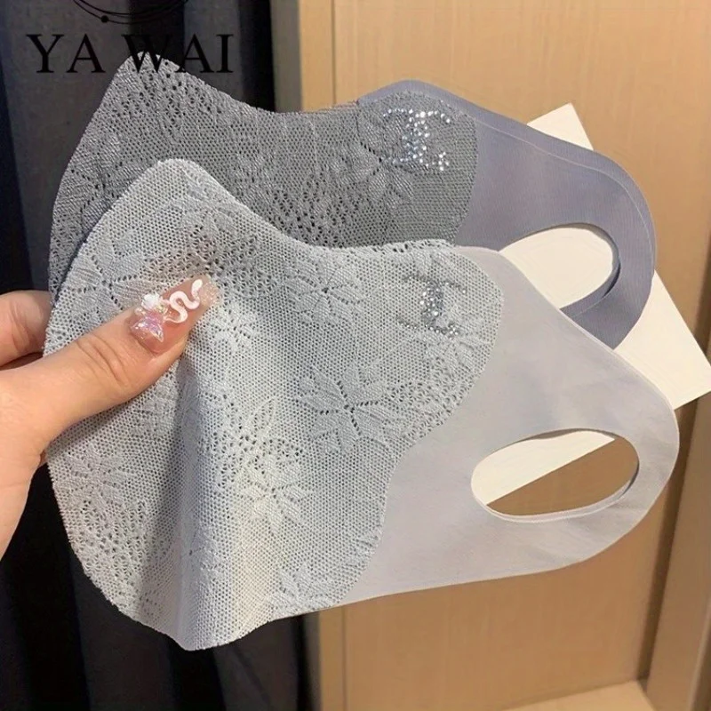 أزياء الدانتيل قناع واقية من الشمس المرأة قناع ركن العين مقاومة للأشعة فوق البنفسجية الحرير الجليد ثلاثي الأبعاد الوجه جيني رقيقة #3