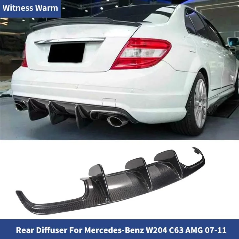 for W204 C63 Carbon Fiber Car Rear Bumper Lip Spoiler Diffuser for Mercedes Benz W204 C63 Amg C300 2007 - 2011 Frp