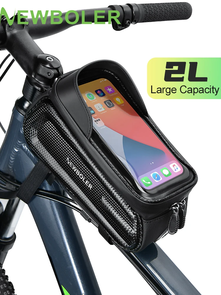 AliExpress NEWBOLER 2L Bicycle Bag Cycling Top Front Tube Frame Bag Waterproof 7.2Inches Phone Case Storage Touch Screen MTB Road Bike Bag