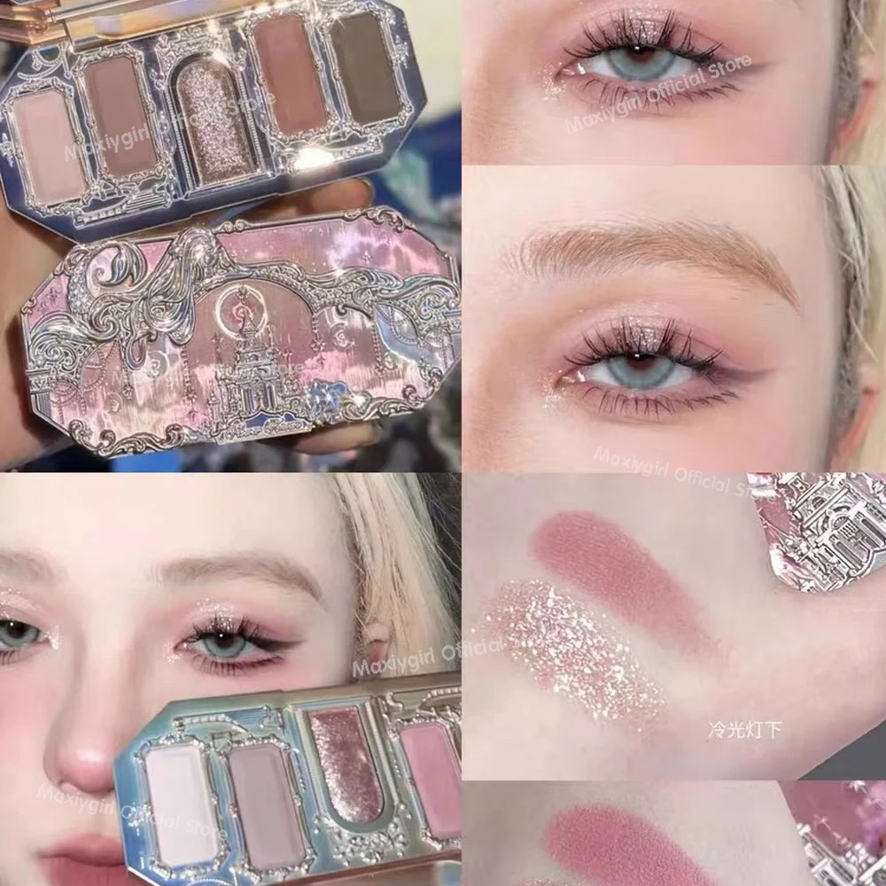 

Flower Knows Moonlight Mermaid Eyeshadow Palette 5-Color Matte Shimmer Glitter Eye Makeup Women Beauty Eye Shadow