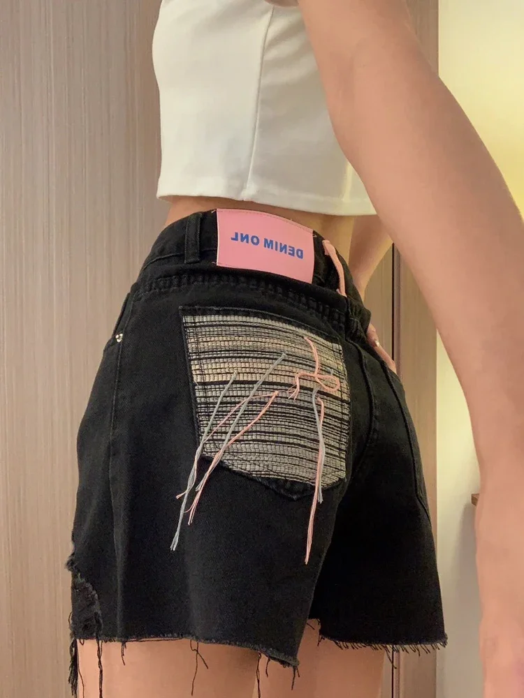 Moda Y2k, pantalones cortos vaqueros acampanados de cintura alta para mujer, pantalones vaqueros holgados de primavera para mujer, pantalones vaqueros ajustados a la moda básicos informales elegantes para mujer