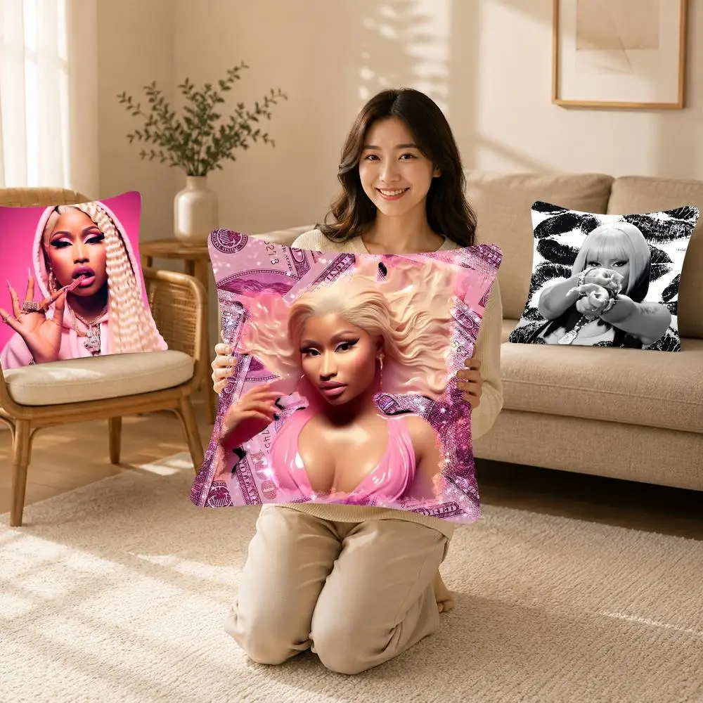 Glamorous Singer N-Nicki Minaj Cushion Cover Bedroom bed reading backrest cushion Festive plush holiday Soft plush throw