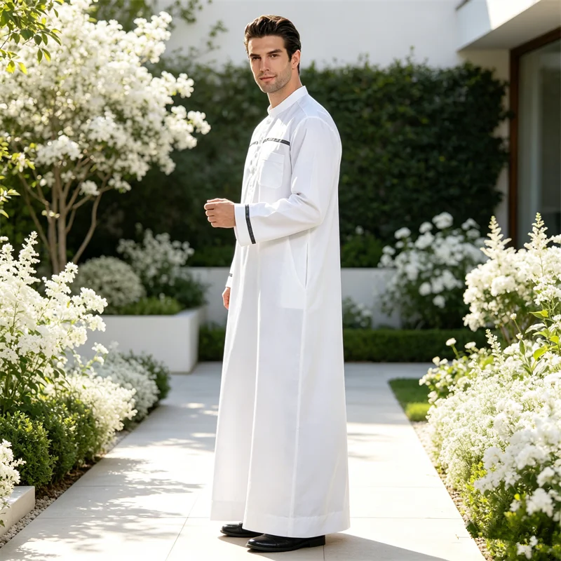Kaftan Arab Muslim Robe Men Jubba Thobe Dishdasha Dubai Islamic Ethnic Gown Fashion Loose Djellaba Clothes Abaya Dress Ramadan