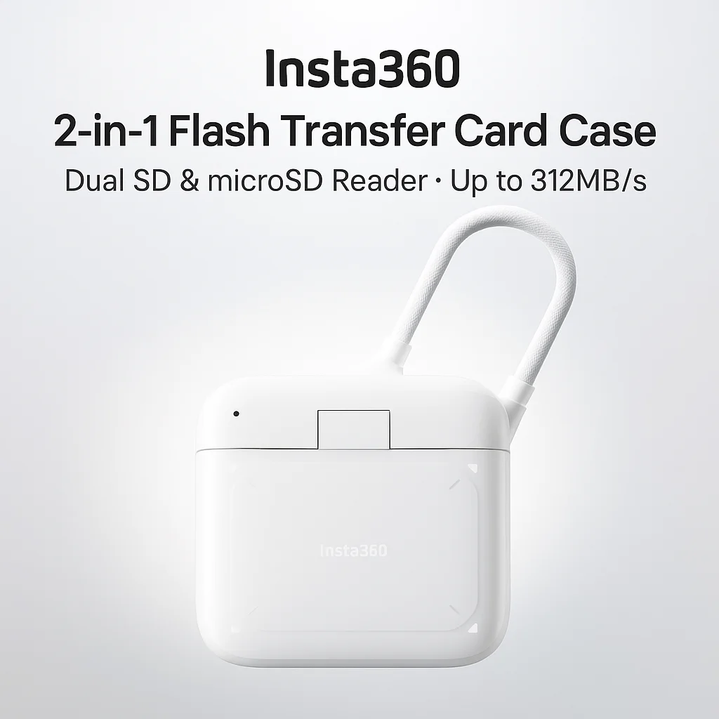 Для Insta360 Flash Transfer Case SD microSD Dual Card Reader, совместимый с X5 Ace Pro GO Ultra Flow 2-Link USB-C Fast Transfer