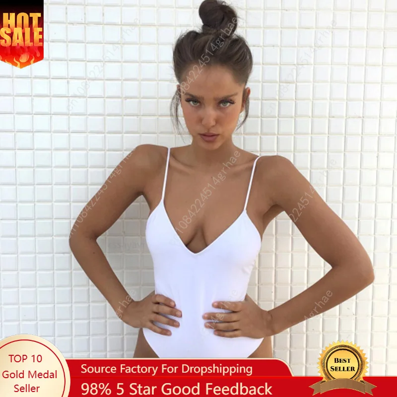 

White Black Push Up Bathing Suits Sexy Bride Swimsuit With Chest Pad 1-Piece Plain Swimwear Woman Monokini Bandage Swimming Suit