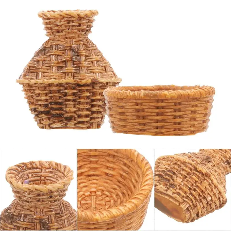 Dollhouse Miniature Simulation Fish Basket Basket Chair Table Furniture Model For House Accessories Decoration Toy 1Pc/1Set