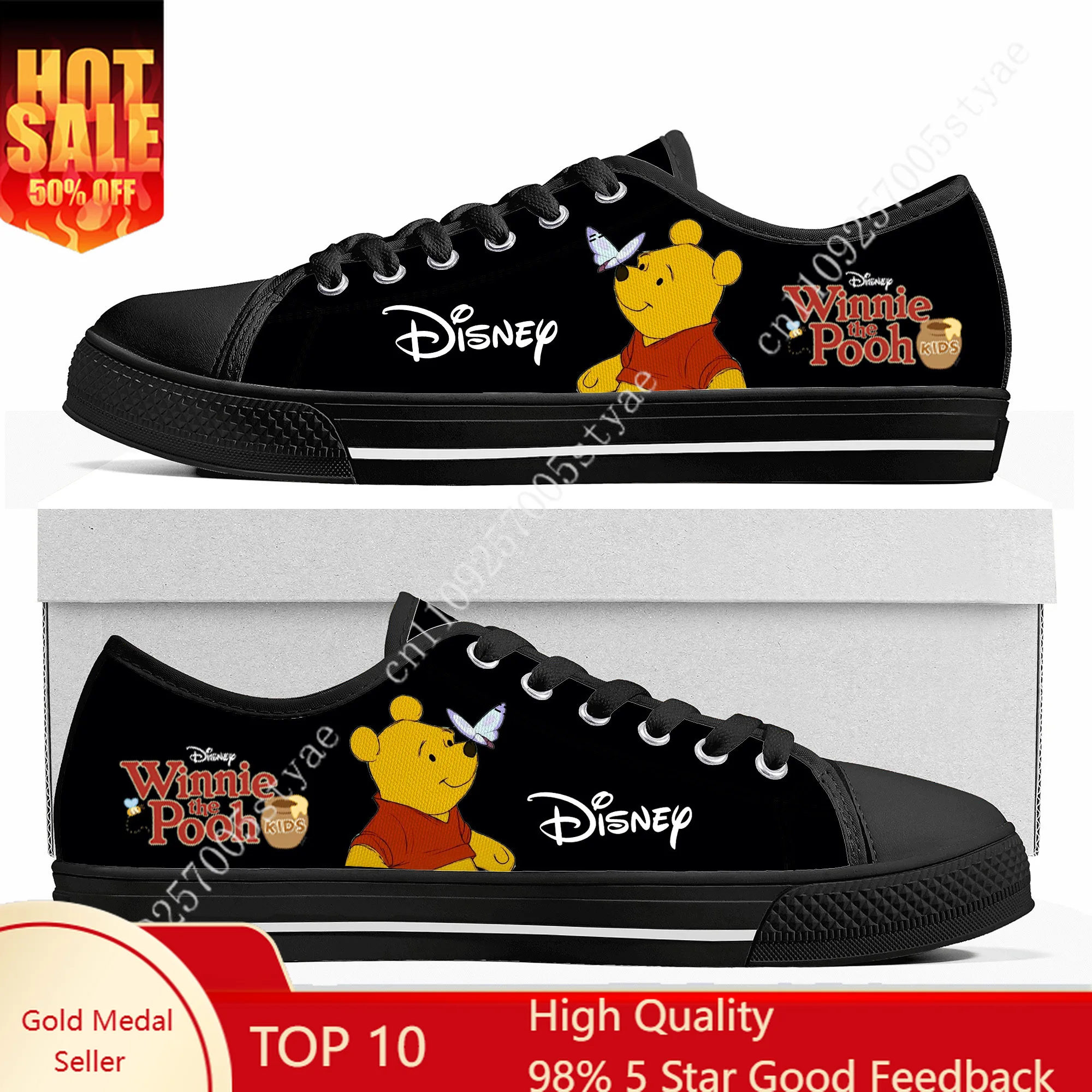 

Disney Winnie the Pooh Low Top High Quality Sneakers Mens Women Canvas Sneaker Casual Custom Shoes