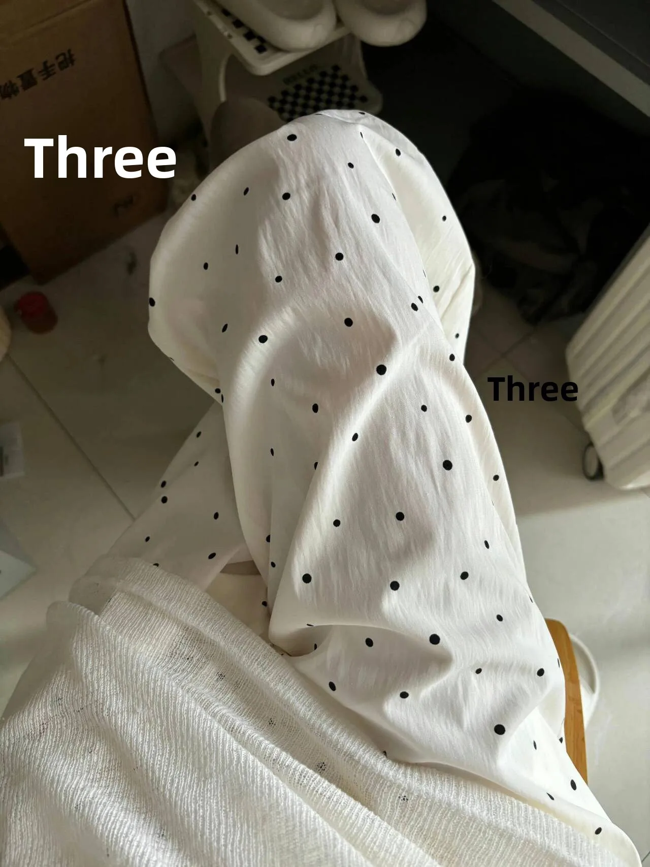 

White Polka Dot Wide Leg Pants Women's Spring Summer Thin Loose Casual Long Pants Small Size Ice Silk Sembach Pants