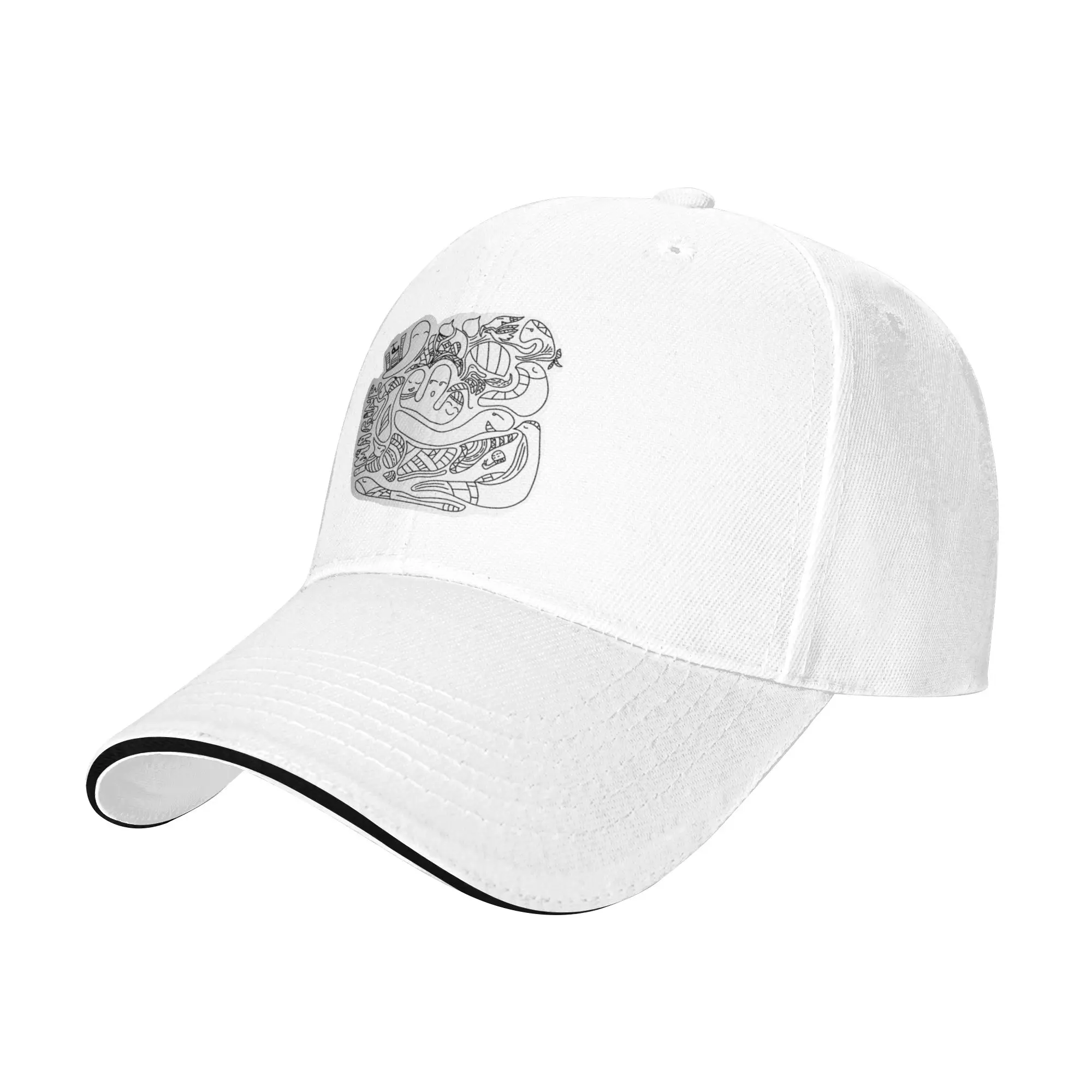 Calm Expression Doodle Art Black and White Gift For Children Men Women A Baseball Cap Hat